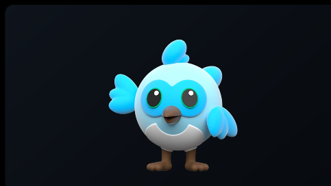 Blue cartoon bird mascot